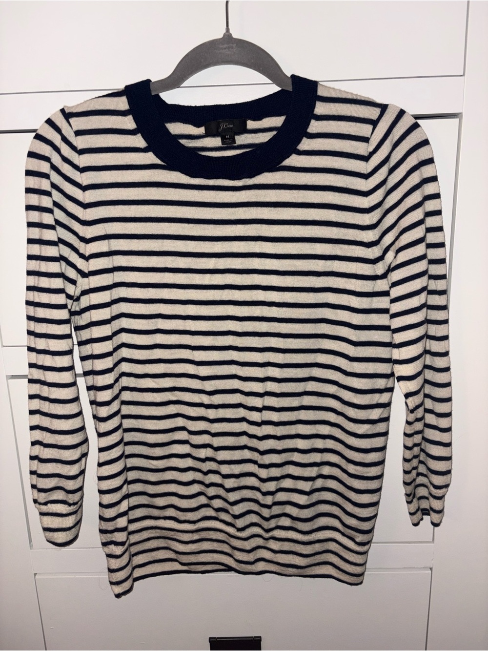 J. Crew Navy and White Striped Long Sleeve Tee